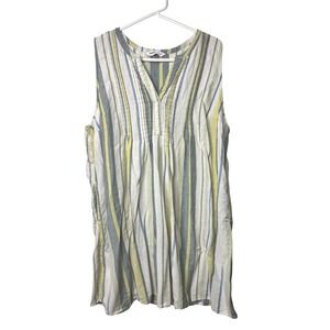 Sonoma‎ Striped Tank Top Linen Blend Sleeveless Casual V Neck Top 2X Plus Dress